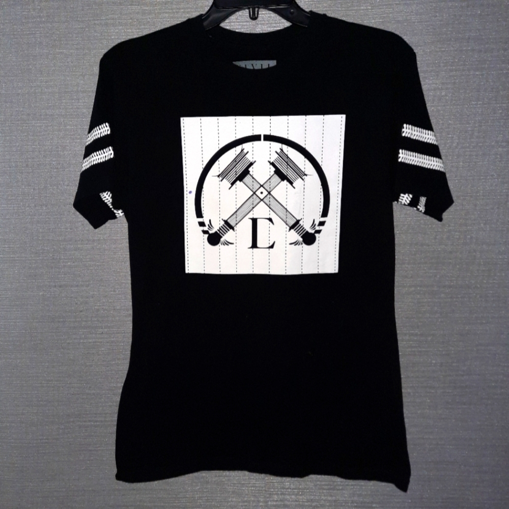 2/$20 EIVIL Black Short Sleeve Tee w/ white graphics size medium NWOT